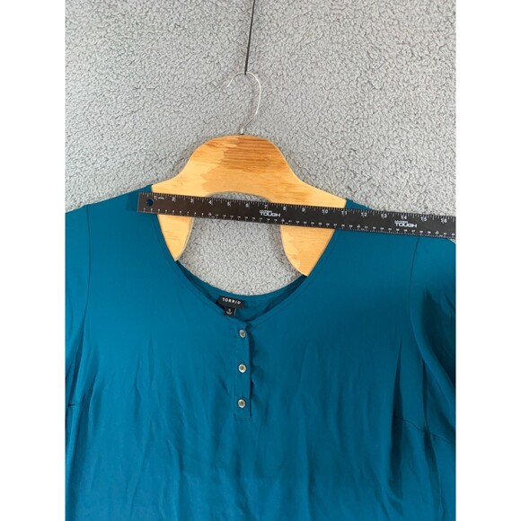 Torrid Size 5 Women's Teal Green Blouse Sleeve-cap Plus Size Lightweight V-Neck - Picture 5 of 9